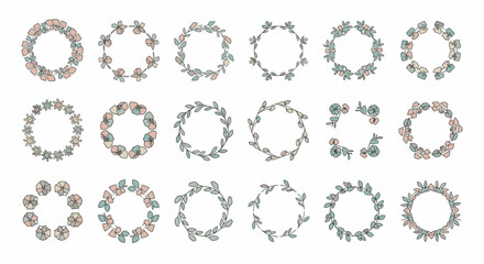 Collection of Various Circular Floral Wreaths.