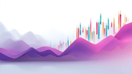 Abstract landscape with colorful peaks and smooth waves representing data visualization and modern technology background for digital concepts