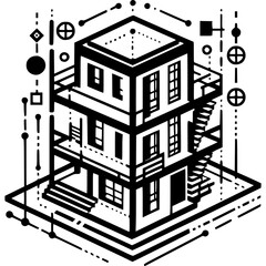 Naklejka premium Building Blueprint Vector