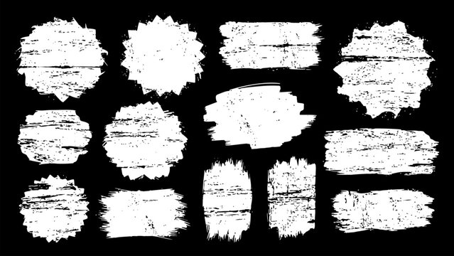 Set of distressed vector frames collection of grunge shapes for badge stamp, banner overlay vector illustration.