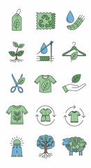 Sustainable Fashion Icons and Symbols Collection.