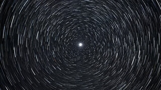 Distant Stars Create Circular Trail as They Rotate in the Night Sky