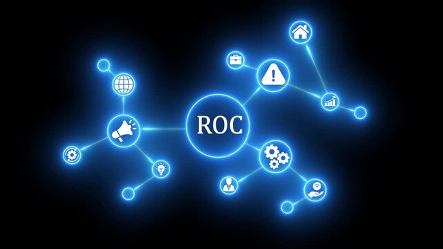 Glowing Blue Digital Network Concept with R O C Central Node and Various ROC central node interconnected technology concept