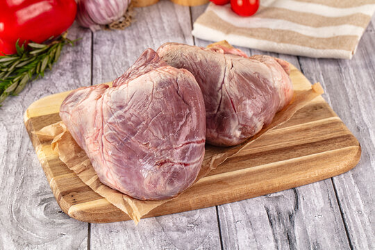 Uncooked raw fresh pork heart