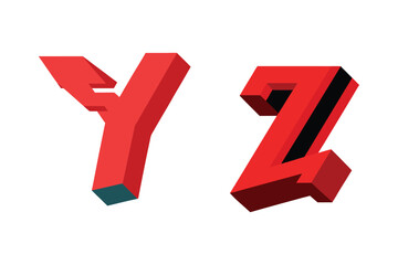 Obraz premium Abstract 3D Style Alphabet Letters Y–Z Collection On white background