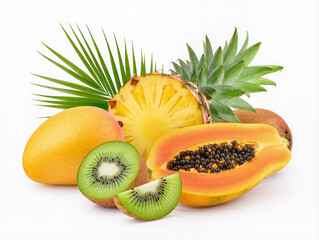 tropical fruit on white background