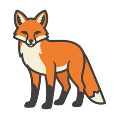 Obraz premium Stylized Red Fox Illustration Standing Isolated on White Background