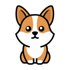 Obraz premium Cute Cartoon Corgi Puppy Illustration Vector Flat Design Mascot Character
