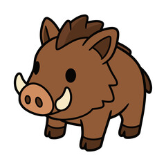 Obraz premium Cute Wild Boar Character Illustration Isolated on White Background Vector