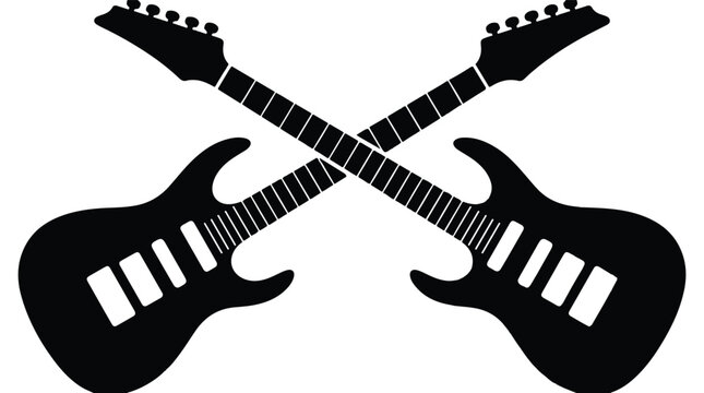 Two electric guitars crossed over each other