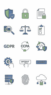 Assorted Security Icons and Symbols Collection.