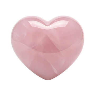 Rose quartz heart shape isolated on transparent background