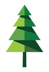Obraz premium Stylized geometric illustration of a pine tree with layered green triangles.