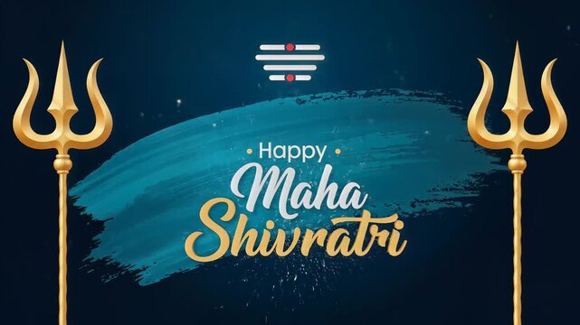 Happy Maha Shivratri Greeting Background Trishula Blue Texture