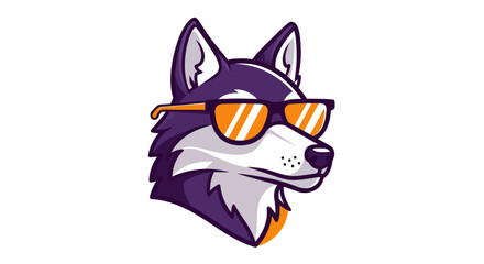 Obraz premium Cartoon wolf wearing sunglasses isolated on white background vector illustration