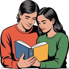 Couple Reading Book Together