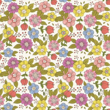 Seamless vintage floral botanical pattern 