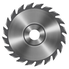 Circular saw blade with sharp teeth metal tool isolated on a transparent background