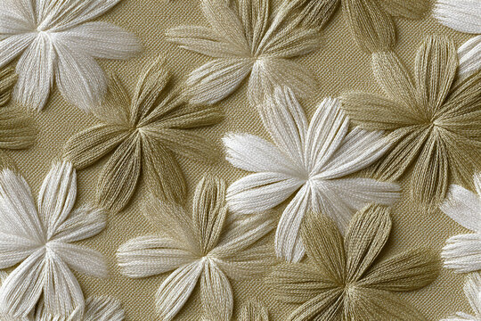 Seamless pattern with embroidered floral design on fabric