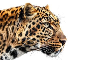 Obraz premium Side Profile Portrait of a Leopard on a Transparent Background or PNG.
