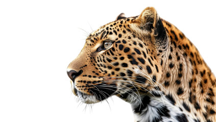 Obraz premium Side Profile Portrait of a Leopard on a Transparent Background or PNG.
