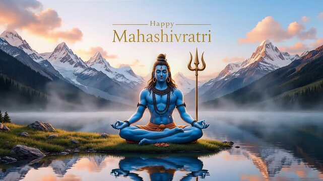 Lord Shiva Meditation Happy Mahashivratri Festival Background