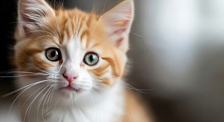 Naklejka premium Close-up of a ginger kittens face.