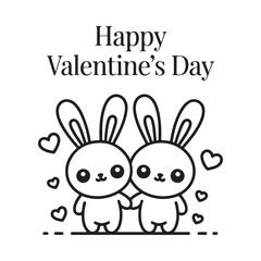 Obraz premium Adorable valentine s day illustration featuring two cute bunnies and several heart shapes