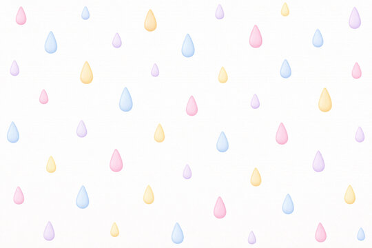 Seamless pastel watercolor raindrop pattern on warm white background