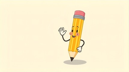 Pencil, cartoon, character, cute, kawaii