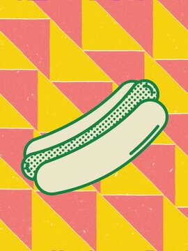 abstract retro background with hotdog