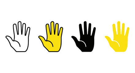 Obraz premium Set of Hand Icons: Outline, Filled Yellow, Solid Black, and Filled Yellow Styles