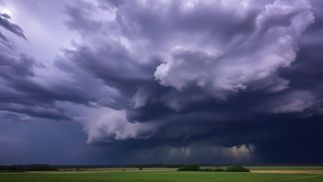  Dark purple storm clouds gathering before rainfall, dramatic sky formation, natural weather phenomenon. travel magazines, destination branding, designed for travel destination branding.
