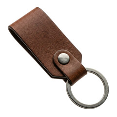 Premium Brown Leather Loop Keychain with Metal Snap