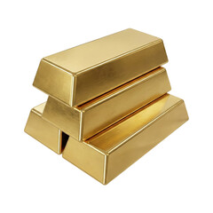 Stack of Four Shiny Solid Gold Bullion Bars