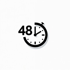 Flat icon of a stopwatch displaying forty eight hours. Simple symbol for time measurement, deadlines, delivery service, and fast shipping offers.