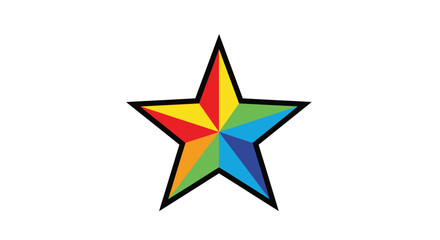 Fototapeta premium Vibrant five-pointed star graphic symbolizing achievement, quality, and celebration with a spectrum of colors, ideal for design elements and festive occasions
