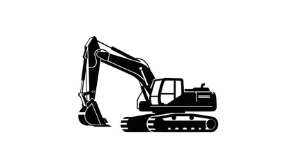 Excavator Silhouette - Heavy Construction Equipment Icon