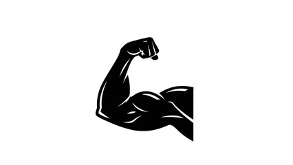 Strong Bicep Flexing Arm Silhouette - Fitness and Strength Concept