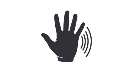 Obraz premium Waving Hand Icon with Motion Waves Symbolizing Greeting, Welcome, or Notification