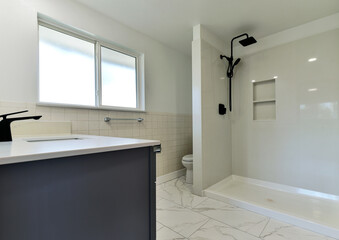 Modern residential bathroom interior