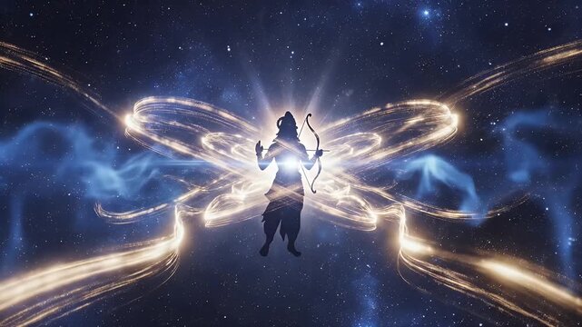 Lord Rama Abstract Spiritual Radiant Light Lines Symbolizing Dharma