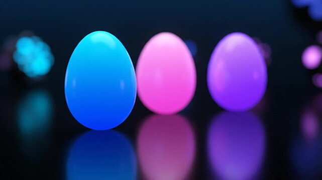 Colorful Abstract Eggs: Vibrant 3D Render with Reflections