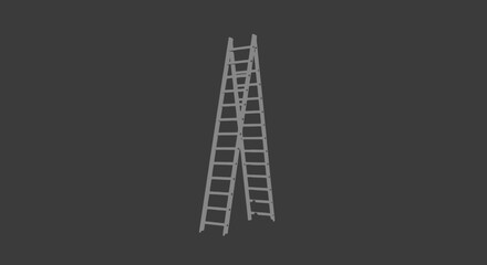 Two wooden ladders leaning against each other on a dark background. © Efan