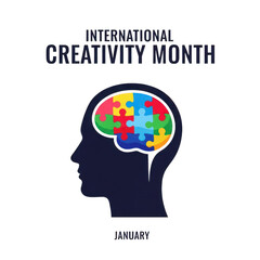 Celebrate international creativity month in january isolated on transparent background