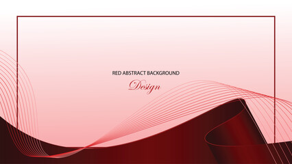 Red abstract background vector design. Luxury red background with curved ribbon and wave line decoration. Suit for banner, backdrop, award, certificate and others
