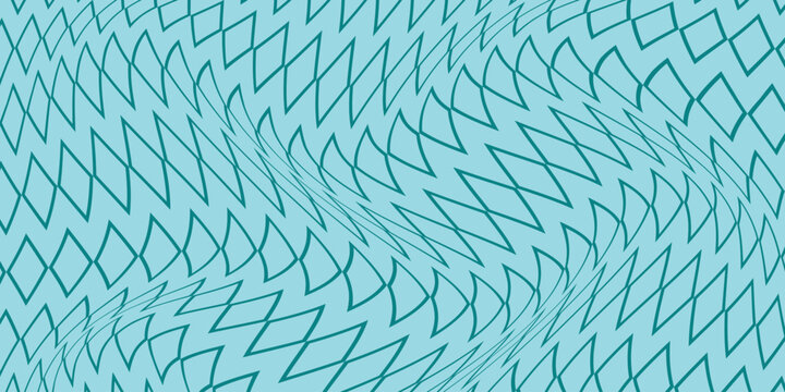 simple teal outline rhombus wave pattern art for banner poster background.