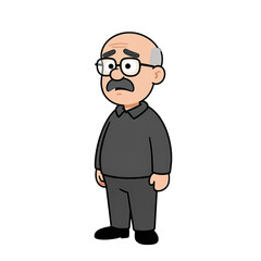 Obraz premium Cartoon elderly man in glasses with mustache