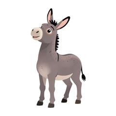 Fototapeta premium Cute cartoon donkey in gray color isolated