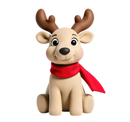 Obraz premium Cute Cartoon Reindeer Wearing a Red Cape